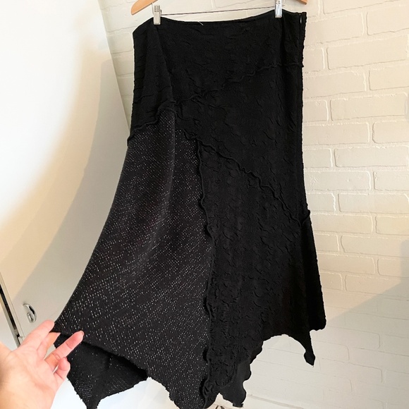 Vintage Y2K Midi/Maxi Skirt Goth Asymmetrical Mixmedia Textured Tweed Stretch XL - Picture 2 of 13